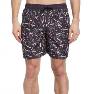 The Rail Drawstring Swim Trunks 90's Shape Print